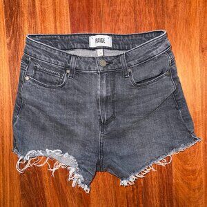 Paige High-Waisted Faded Black Denim Shorts - Women's 26